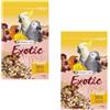 Versele-Laga Prestige Exotic Parrots Fruit | Confezione Doppia | 2 x 750 g | Alimento complementare per pappagalli | A base di semi, cereali e frutta | Contiene papaya, banana, ananas e albicocche