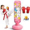 flintronic 120cm Pungiball Bambini, Sacco da Boxe da Terra Bambini con Guantoni da Boxe, Sacchi da Boxe Gonfiabile per Ragazzi e Ragazze 5-12 Anni, Per Praticare Karate Taekwondo MMA