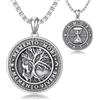 HARMONY BOLA Memento Mori - Collana da uomo in argento Sterling 925 con ciondolo a forma di albero della vita, con teschio, amuleto, 55,9 cm + 5,1 cm, Argento sterling