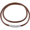 FindChic Collana uomo e donna in pelle intrecciata, collana caucciù 2/3 mm, con chiusura rotante o pulsante in acciaio inossidabile, colore nero/marrone, 41-76 cm confezione reagalo