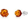 Genuine Amber Orecchini da donna, esclusivi gioielli a forma di rosa del Mar Baltico, realizzati a mano in Europa, Argento sterling, ambra
