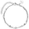 Purelei Lucky Shine Bracciale a doppio anello con centro in ossido di zirconio, impermeabile e regolabile, in acciaio inossidabile, placcato oro 14 carati, placcato oro rosa 18 carati o argento, Eine