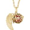 Morella Collana Catenina Donna Angelo Custode in Acciaio Inox Oro 70 cm con Ciondolo ad Ali di Angelo e Sfera Rossa 16 mm in Sacchetto di Velluto