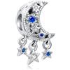 Rimgoris Argento 925 Charm per donna Bracciali Collana Stella&Luna Dangle con gemma incastonata regalo