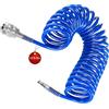 LNSYSNS Tubo Spiralato Aria Compressa max 12 Bar, 8 x 12 mm Tubo per Compressore Aria con Connettore da 1/4 Pollici, 5 m Raccordi Compressore D'aria, Blu, per Alimentazione D'aria Compressa