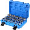 HSEAMALL Set di 21 chiavi a bussola multidente, attacco da 1/2, 8-36 mm, acciaio al cromo vanadio, custodia blu