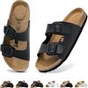 Wizshoe Sandali Donne Plantare Di Sughero Pelle Mules Pantofole Spiaggia Slide Con Cinturino Regolabile Memory Foam Comode Nero opaco 40EU
