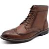 Finishing & Sewing Stivali Brogue Wingtip in pelle, con lacci, dettagli traforati, Marrone, 43 EU