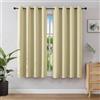 Joydeco Tende Oscuranti per Interni 2 Pezzi L 132 x A 137, Tende Termiche Isolanti con Occhielli per Soggiorno e Camera da Letto Moderne Blackout Curtains, Beige