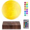 UVEHAS Lampada lunare galleggiante magnetica - Lampada lunare rotante con stampa 3D che fa levitare 16 colori di luce lunare a LED per i regali di vacanza e le luci notturne per la casa