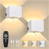 GeyouLux Lampada da parete a batteria da 6000 mAh, per interni con rilevatore di movimento, lampada da parete con telecomando, 3 modalità 2700 K-6500 K, dimmerabile, timer moderno, a LED,