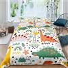 Homemissing set di biancheria da letto per con dinosauri con motivo a cartoni animati, bambini, animali della giungla e biancheria da lettomorbida, 2 pezzi, con cerniera
