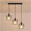 SENQIU 3 Luci Lampadario a Sospensione Vintage E27 Nero in Metallo Gabbia