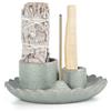PASIVOLE Porta Salvia, 3 in 1 Ceramica Porta Incenso per Palo Santo, Salvia, Vassoio Raccolta Cenere Fatto a Mano per Sala Meditazione