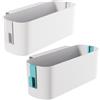 Ruikcoll Organizer da letto sospeso 2 pezzi, cestini sospesi con 2 ganci staccabili, robusto portaoggetti da comodino, per dormitorio, famiglia, ufficio (blu + bianco)