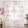 MIULEE Tende Interni Moderne 2 Pezzi 140x245 CM, Voile Tenda Finestra Interno Salotto, Tenda Trasparente con Ricami a Foglie Bianche e Terracotta, Fantasia Tende Camera da Letto Soggiorno Occhielli