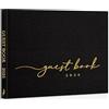 Lanpn Libro degli Ospiti di Matrimonio in Lino 108 Pagine Vuoto, Wedding Guest Book Libro Matrimonio Dediche con Titolo 2026 Dorato per Matrimoni Anniversario Compleanni Battesimo Funerale, Nero