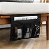 WADY Borsa portaoggetti da appendere, con 4 tasche, per divano o letto, contiene libri, telefono, occhiali, telecomando della TV (nero)
