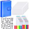 SZXMDKH Set di 28 raccoglitori ad anelli in pelle, formato A6, con buste trasparenti per contanti, fogli di budget, etichette adesive e organizer per contanti, per viaggi e diari, blu