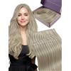 Fshine Extension Capelli Veri Tessitura 45 cm 50 g Extension Capelli Lisci Umani Farfalla Biondo Cenere Scuro Riflessi Pallido Double Weft PU OVO Micro Beads Lucentezza 18 613