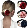 Ypkia 3 pezzi fiore elastici per capelli con perle da donna sottili elastici elastici per scrunchies coda di cavallo supporto per donne ragazze