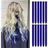 ELNX 12 Extension Capelli Blu | Clip-In Extensions 56 cm | Capelli Lunghi Lisci e Colorati, Ciocche Sintetiche per Ragazze, Bambine, Donne, Uso Quotidiano, Festa, Natale (Blu)