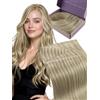 Fshine Extension Capelli 45 cm 100 g Extension Capelli Veri Trama Farfalla Biondo Cenere Riflessi Biondo Chiaro Double Weft PU OVO Micro Beads Morbida 16 22
