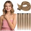 S-noilite Extension con Clip in Capelli Veri, 6Pcs 6 Clip Extensions Capello Veri, 100% Vergine Extension di Capello Umani, 31g Mettere in Risalto Capelli per Donne, 25CM Biondo Scuro/Castano Medio