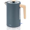 briebe Nordic Bollitore Elettrico 1,7L, Teiera Elettrica Infusione 2200 W, Ebollizione Rapida, senza BPA, Base 360°, Controller Strix, Spegnimento Automatico, Design Nordico Effetto Legno, Grigio