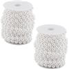 ZEONHEI 2 Pezzi Nastro di Perline 10 m x 8 mm, Ghirlanda di Perle Artificiali per Fai da Te e Decorazioni Natalizie, Bianco