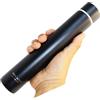 HISCAZAS Borraccia termica in acciaio inox, super sottile, 25,5 x 4,5 cm, 260 ml (nero)