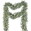 MIUUIPI Ghirlanda di eucalipto, ghirlanda artificiale, pianta sospesa, 180 cm, con foglie, fiori bianchi, verde, eucalipto, decorazione per matrimoni, feste, telaio della porta (2)