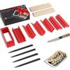 MLRYH Kit per Fare Sushi, Set Sushi 14 Pezzi per Principianti con StendiSushi, Stampo Taglia Sushi, Coltello, Stuoie per Sushi e Bacchette (Rosso)