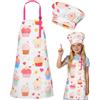 DiULi Grembiule per Bambini + Cappello da Cuoco, Grembiule da Cucina Regolabile per Bambini con Tasche Grembiule da Chef per Cucinare e Cuocere la Pittura 3-13 Anni