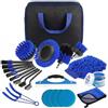 Carehabi Kit Pulizia Auto 22 Pezzi - Set Spazzole Trapano, Pennelli Detailing & Panno Microfibra - Kit Lavaggio Auto Professionale Interni ed Esterni per Cerchioni, Sedili e Cruscotto