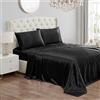 Juicy Couture Set di lenzuola in raso per letto singolo XL, con tasca profonda, in raso setoso, con 1 lenzuolo con angoli, 1 lenzuolo piatto, 1 federa, resistente alle pieghe e anti pelucchi, nero