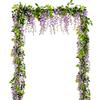 Lvydec Ghirlanda di fiori artificiali di glicine, 4 pezzi, totale 8,8 metri, glicine artificiale in seta, fiori da appendere per casa, giardino, cerimonia, arco nuziale, decorazione floreale, viola