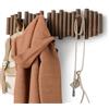 Umbra Picket 8 Appendiabiti da Parete in Noce Invecchiato con Ganci Ribaltabili in Legno