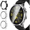 iVoler 3 Pezzi Cover con Vetro Temperato per Huawei Watch GT 4 46mm, Copertura Completa Pellicola Protettiva Custodia Antiurto, Ultra Sottile Anti-Graffio Rigida Bumper Case, 2 Trasparente + 1 Nero