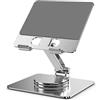 Zienstar-Supporto Tablet da Tavolo,Pieghevole e in Alluminio,Girevole a 360° Regolabile Porta Cellulare Scrivania per Tablet,IPad da 4 a 14 (Argento)