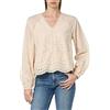 YAS Y.A.S Yasluma-Maglietta con Scollo a V Camicia a Maniche Lunghe, Bianco e Grigio, M Donna
