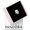 PANDORA Ciondolo in argento Sterling Moments a forma di teschio con zirconia cubica trasparente e smalto bianco che si illumina al buio