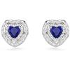 Swarovski Orecchini a lobo One, Taglio Heart, Pavé, Cuore, Blu, Placcato rodio