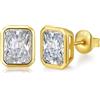 Jiahanzb Orecchini a Bottone con Bianco Zirconi Cubici in Argento 925 Orecchini Taglio Smeraldo con Diamanti Gioielli Ipoallergenici Regali per Donne Uomo Oro 5 mm
