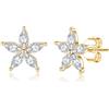 SLUYNZ Orecchini a perno in argento Sterling 925 con fiore per donna, SMALL, Argento sterling, Zirconia cubica