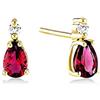 Zayka Jewelry Orecchini donna ragazza piccoli a goccia a bottone in argento 925 placcati oro giallo 18K con pietra rossa