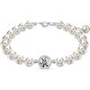 FEIKFEIZ Bracciale di perle con moissanite, 2CT diamanti di moissanite allevati in laboratorio, oro rodiato, bracciale regolabile in perle d'acqua dolce, bracciale argentato, regalo da donna.