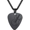 U7 Collana Uomo Ciondolo Plettro di Chitarra Acciaio Inossidabile | Collana Plettro con Chitarra Musica Personalizzabile; Colore Argento/Nero/Oro; Catena Regolabile 55+5cm ; Regalo per Uomo