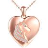 MICSAVI Collana Unicorno Medaglione portafoto in Argento 925 per Donne, Ciondolo Cuore con Unicorno Zirconi, Catena 45+5cm Collana di Foto Personalizzata per Mamma Ragazze Fidanzata