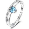 JeweBella Anello Argento 925 Donna Regolabile Anelli Pietra Cuore di Nascita Zirconia Cubica Anello Fedine Fidanzamento Coppia FEDI Nuziali con Confezione Regalo
